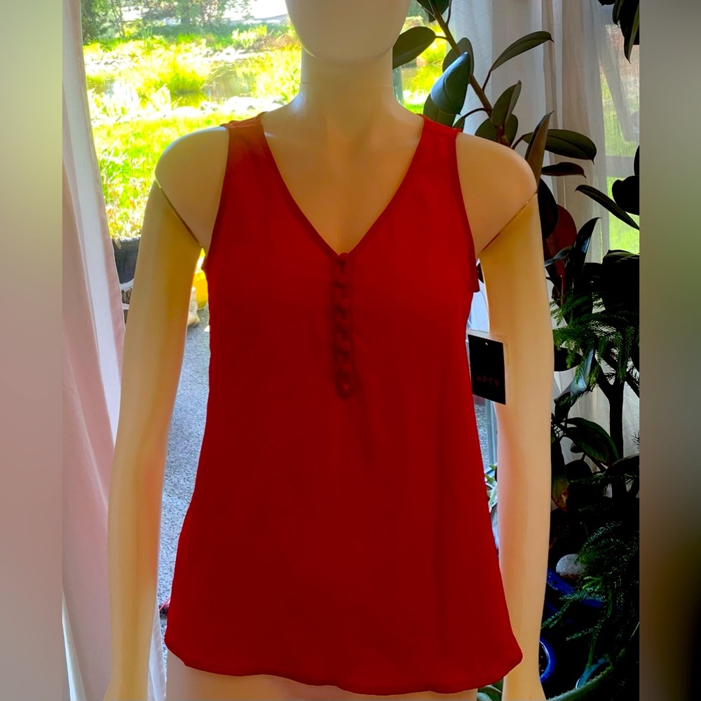 🆕 Apt. 9 XS Red Sheer V-Neck Tank Top